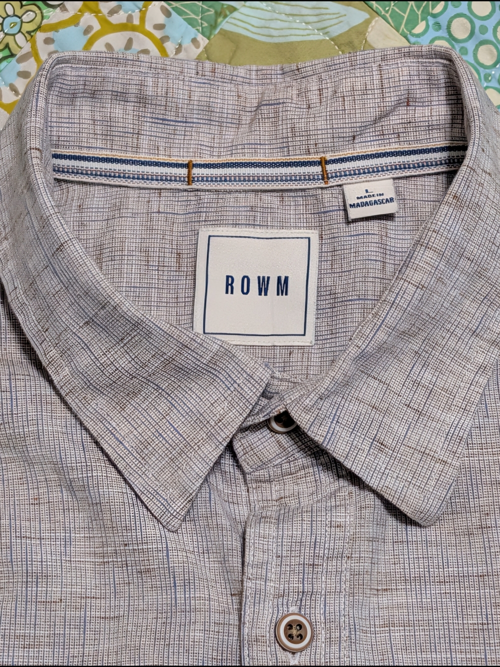 ROWM Men's Short Sleeve Textured Button-Up Shirt